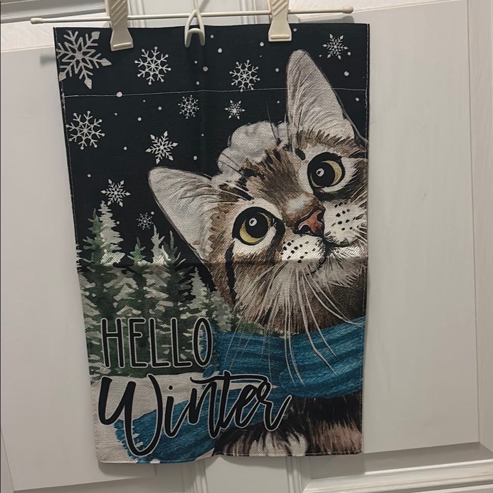 Cat Winter Garden Flag